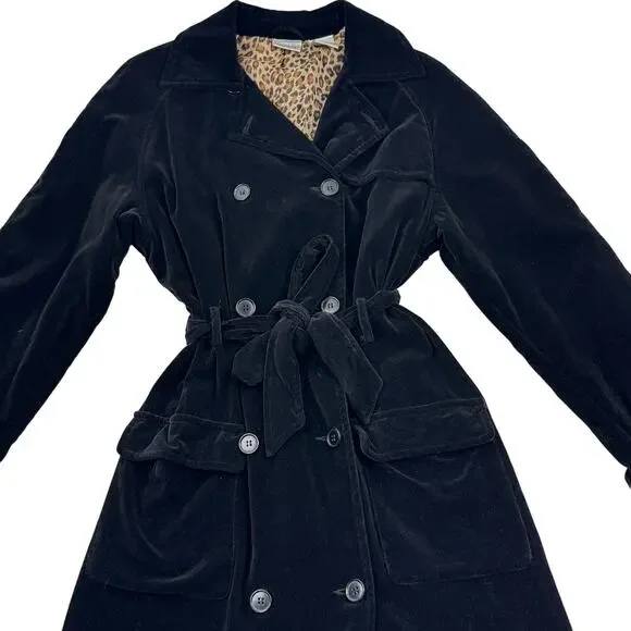 Newport News Goth Edgy Witchy Velvet Long Classic Trench Coat Women's Size 10 - Picture 2 of 8
